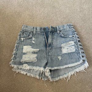 Carmar Denim Shorts w/ open sides, Size 25, Light Wash